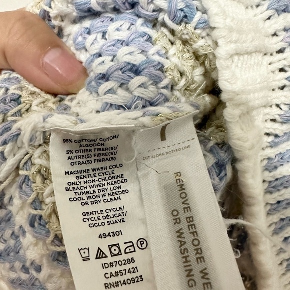 Ann Taylor LOFT Crew Neck Sweater Striped small knit coastal pastel sparkly - Picture 5 of 5
